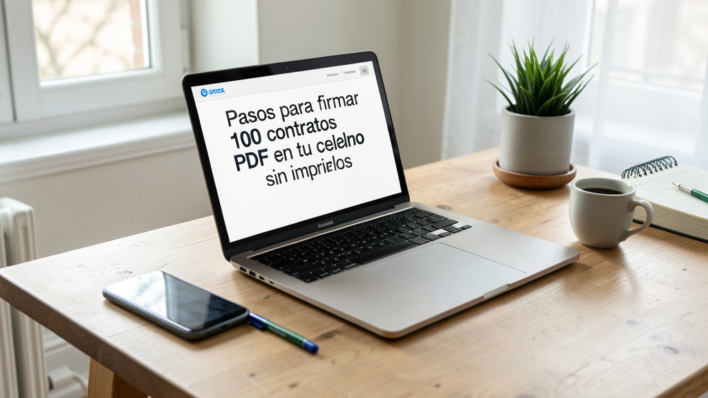 Imagen editorial que ilustra Pasos para firmar 100 contratos PDF en tu celular sin imprimirlos